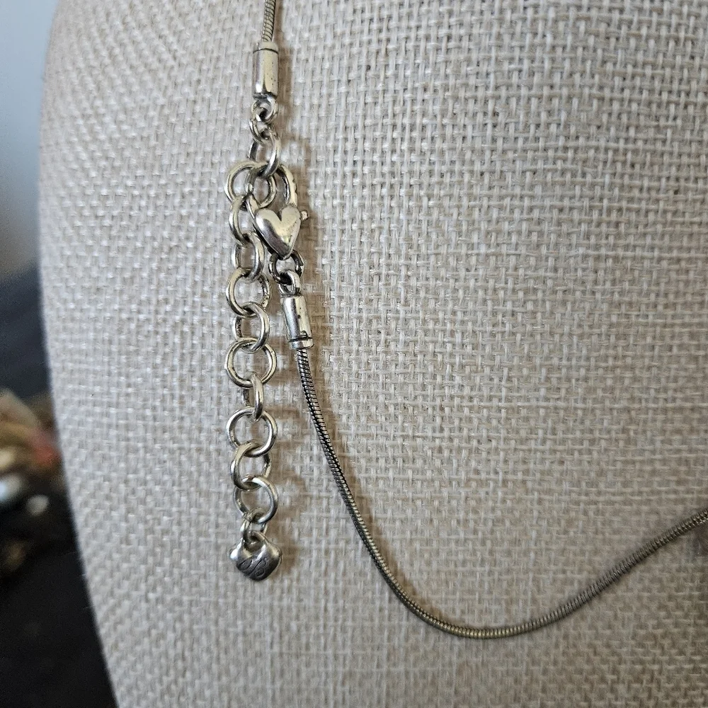 Brighton Vintage Elegant Whirl Spiral Pendant Necklace Silver Statement Jewelry